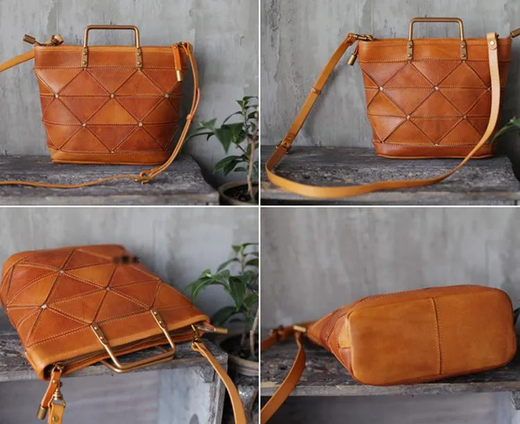 Vintage Womens Tan Leather Handbag Small Brown Shopper Handbag Unusual Black Tote Handbags Purses