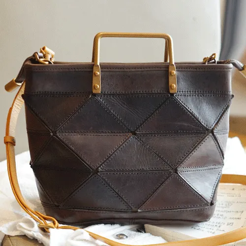 Vintage Womens Tan Leather Handbag Small Brown Shopper Handbag Unusual Black Tote Handbags Purses