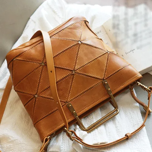 Vintage Womens Tan Leather Handbag Small Brown Shopper Handbag Unusual Black Tote Handbags Purses