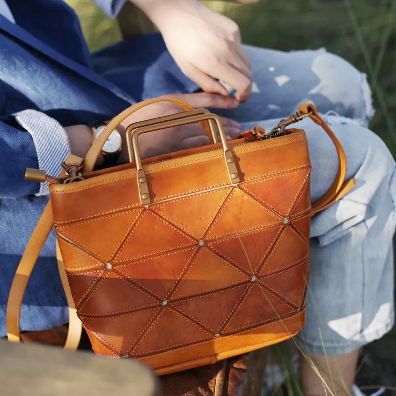 Vintage Womens Tan Leather Handbag Small Brown Shopper Handbag Unusual Black Tote Handbags Purses