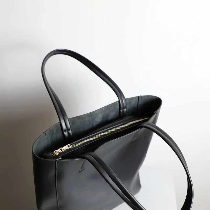 Womens Black Leather Vertical Tote Purse Womens Tote Shopper Shoulder Bag for Ladies