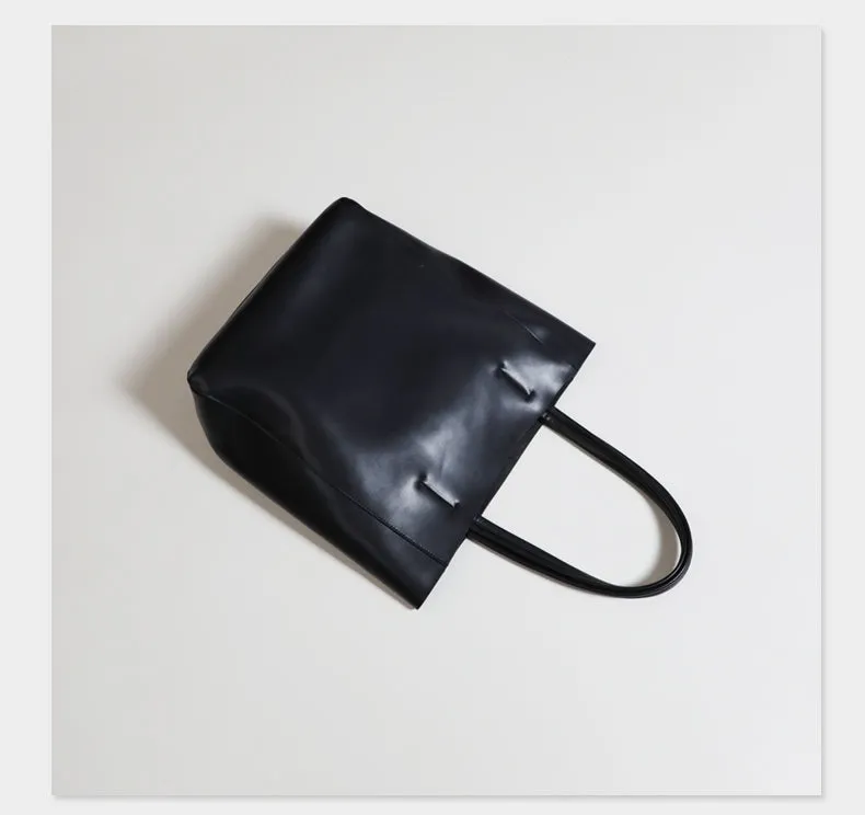 Womens Black Leather Vertical Tote Purse Womens Tote Shopper Shoulder Bag for Ladies