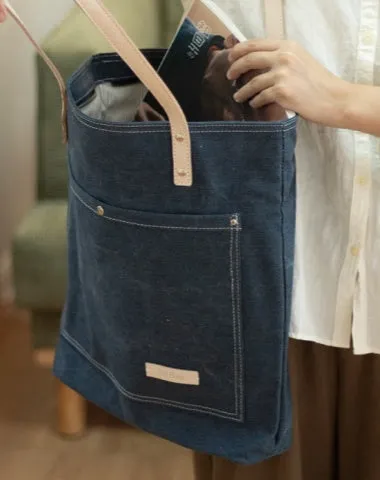 Womens Denim Tote Bag Vertical Tote Bag Denim Tote Handbags Blue Jean Tote Bag