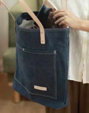 Womens Denim Tote Bag Vertical Tote Bag Denim Tote Handbags Blue Jean Tote Bag