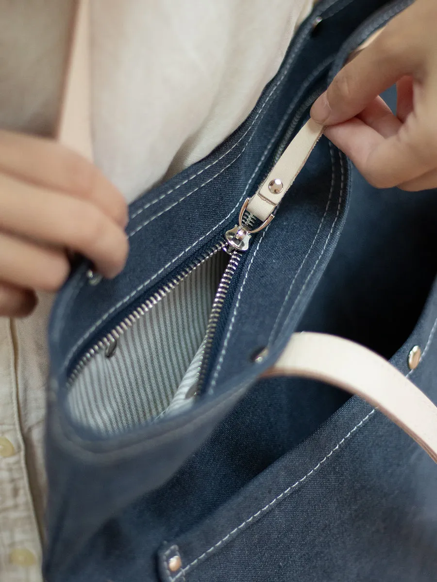 Womens Denim Tote Bag Vertical Tote Bag Denim Tote Handbags Blue Jean Tote Bag