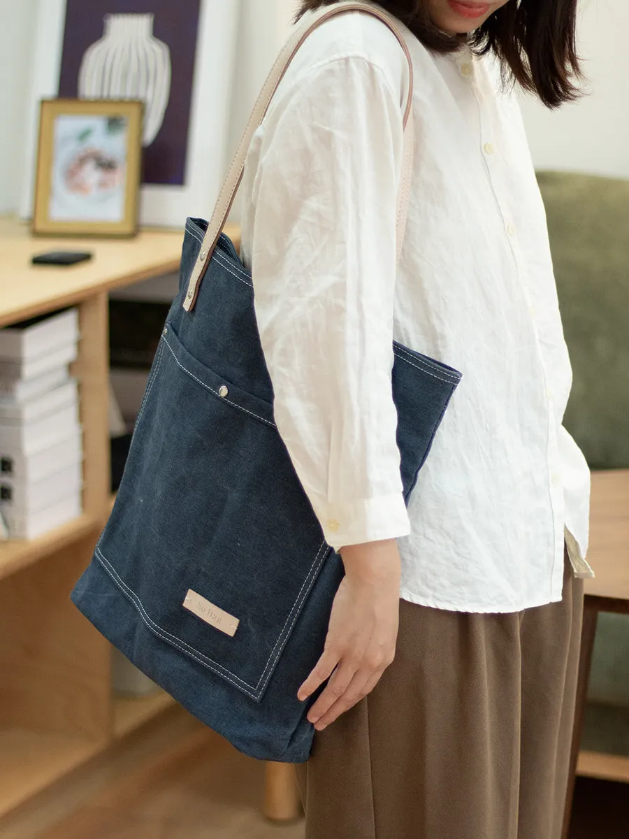 Womens Denim Tote Bag Vertical Tote Bag Denim Tote Handbags Blue Jean Tote Bag