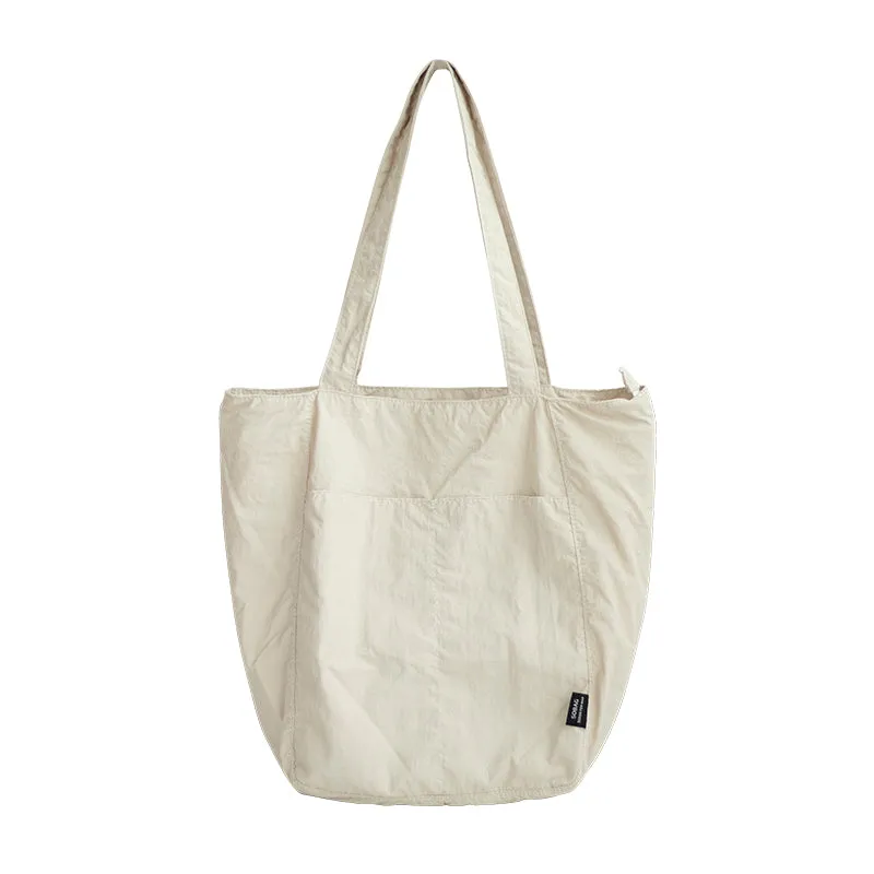 Womens Huge White Nylon Tote Bag Khaki Large Nylon Tote Bag with Zipper