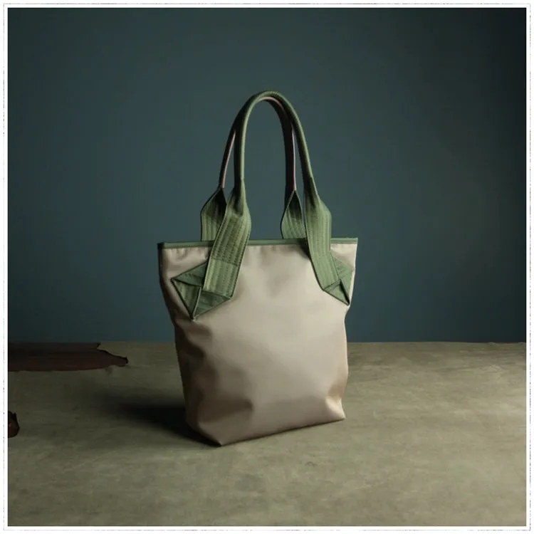 Womens Khaki Nylon Shoulder Tote Bags Best Khaki Nylon Tote Handbag Shopper Bags Purse for Ladies