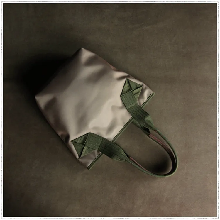 Womens Khaki Nylon Shoulder Tote Bags Best Khaki Nylon Tote Handbag Shopper Bags Purse for Ladies