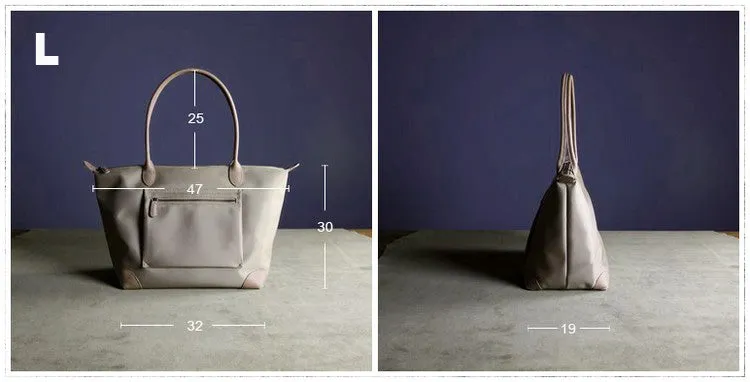 Womens Light Gray Nylon Shoulder Tote Small Light Gray Nylon Handbag Purse for Ladies