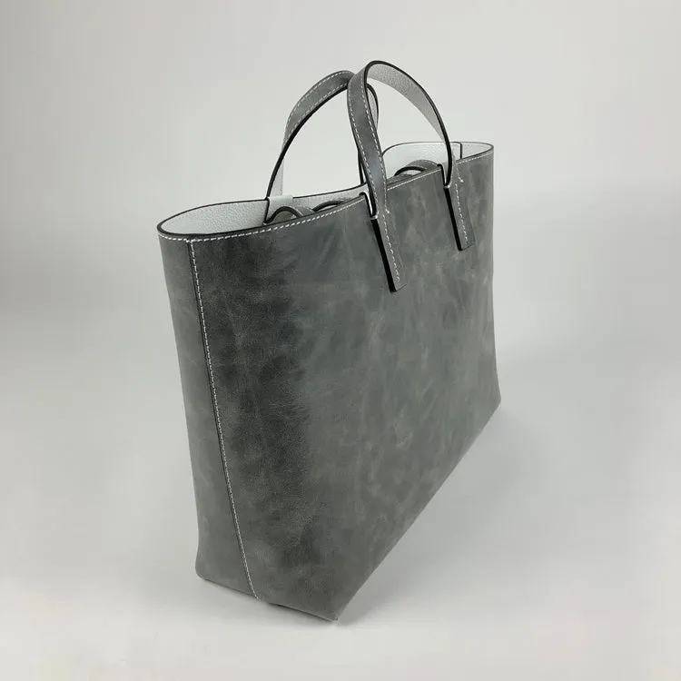 Womens Navy Leather Shoulder Tote Bags Best Tote Handbag Shopper Bags Purse for Ladies