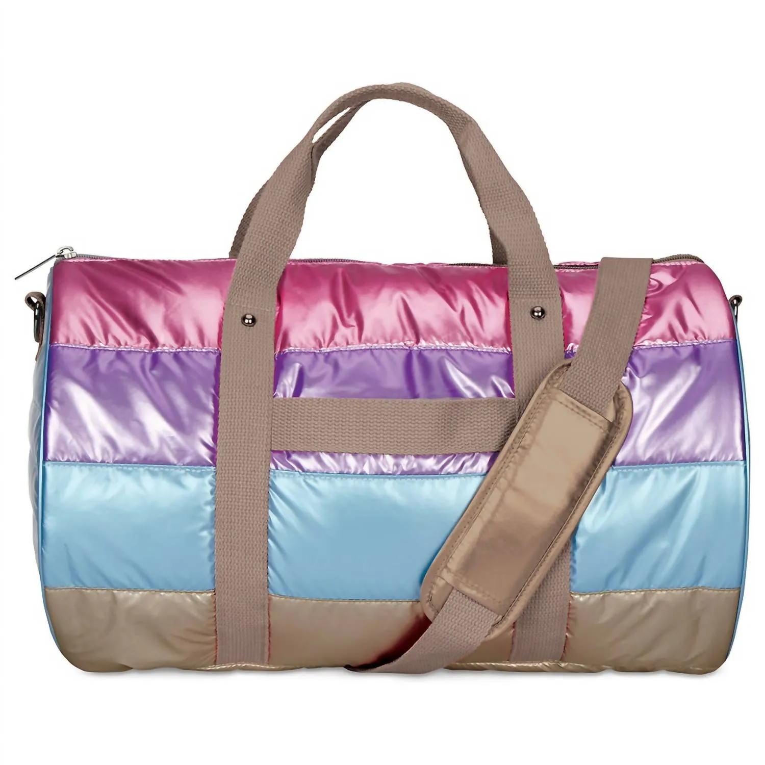 Women's Puffer Duffel Bag In Icy Color Block