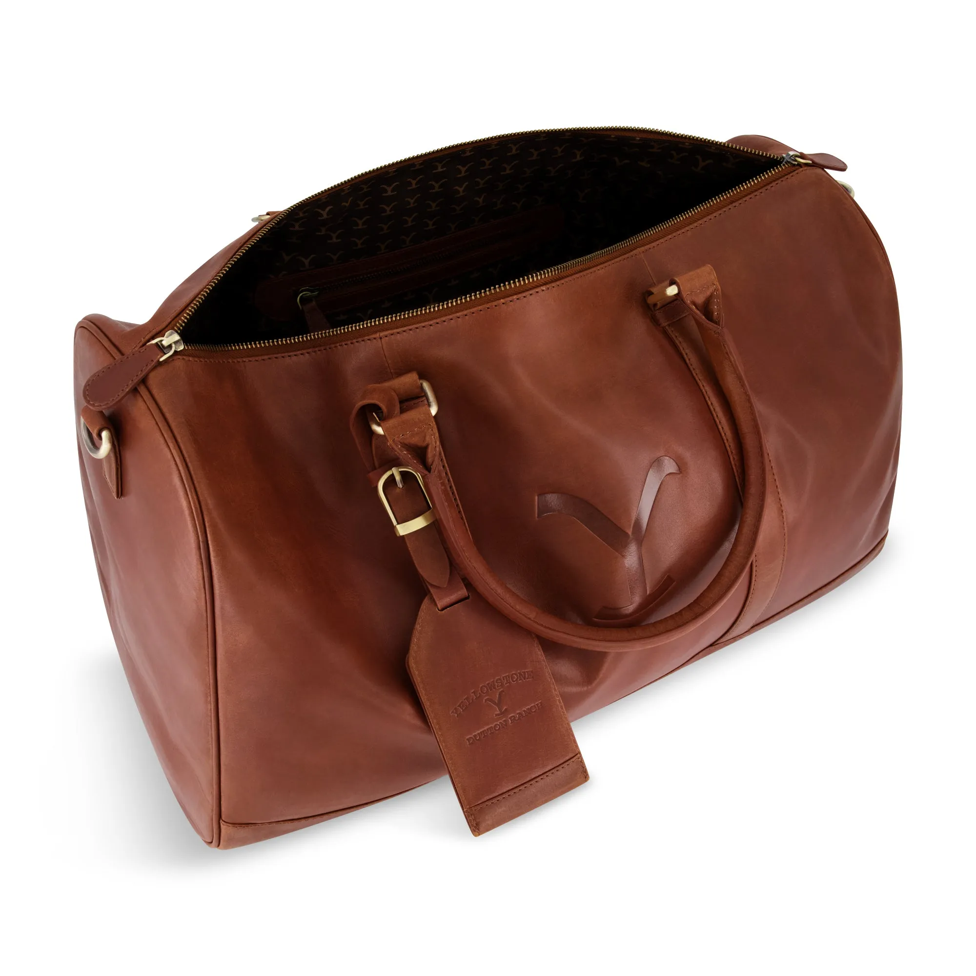 Yellowstone real leather 21 inch duffle, with burnished gold detailing