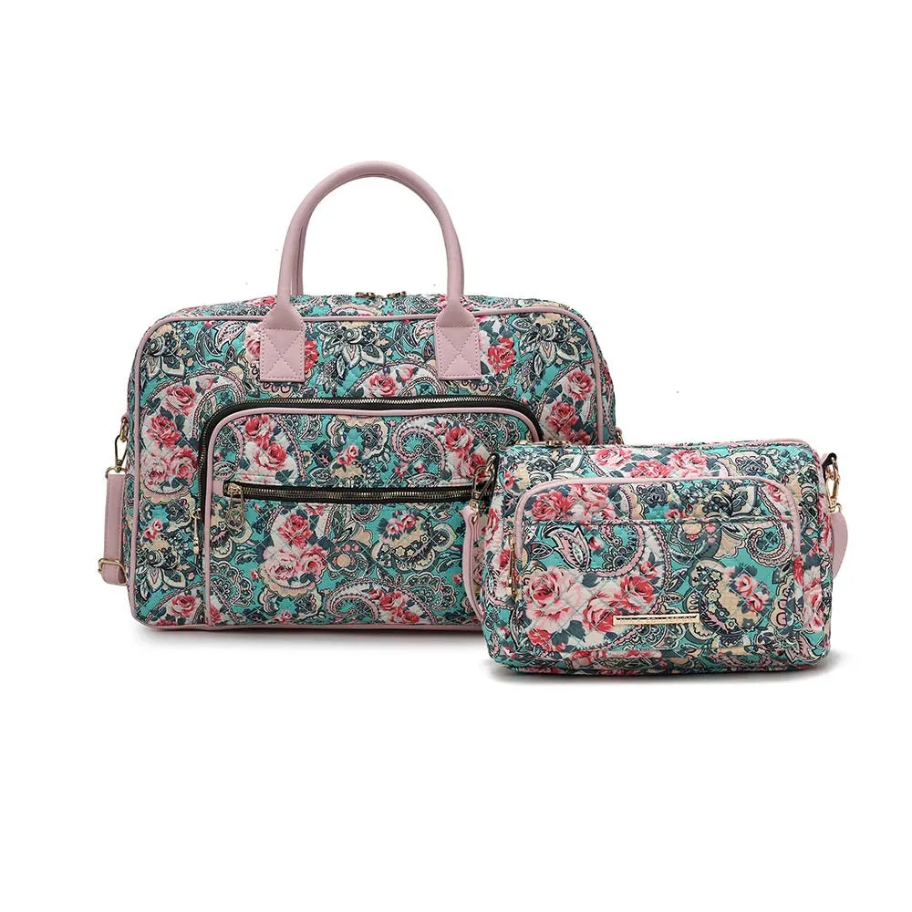 Zoe Quilted Cotton Women's Duffle and Crossbody Bag by Mia K