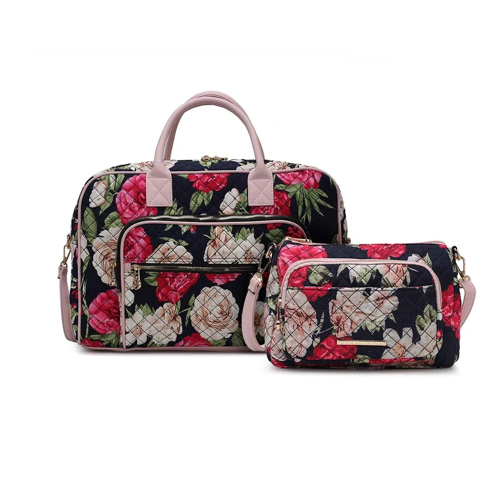 Zoe Quilted Cotton Women's Duffle and Crossbody Bag by Mia K