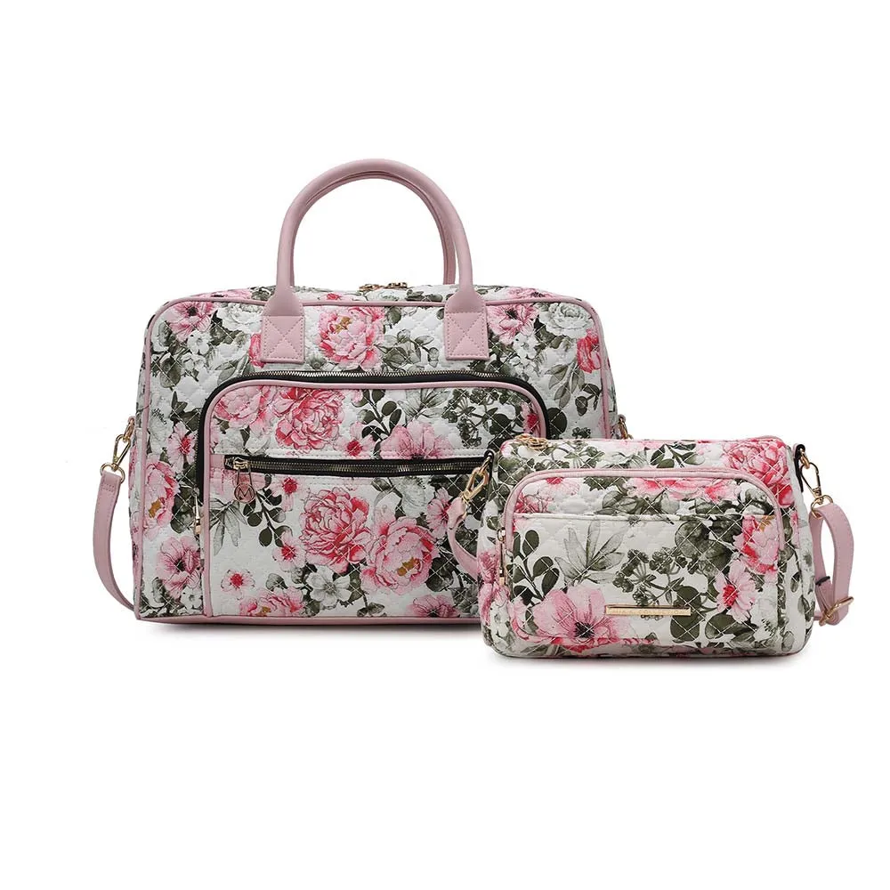 Zoe Quilted Cotton Women's Duffle and Crossbody Bag by Mia K