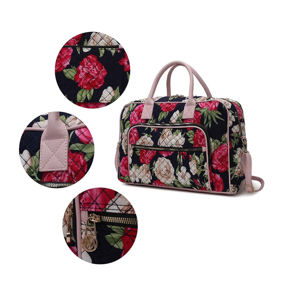 Zoe Quilted Cotton Women's Duffle and Crossbody Bag by Mia K