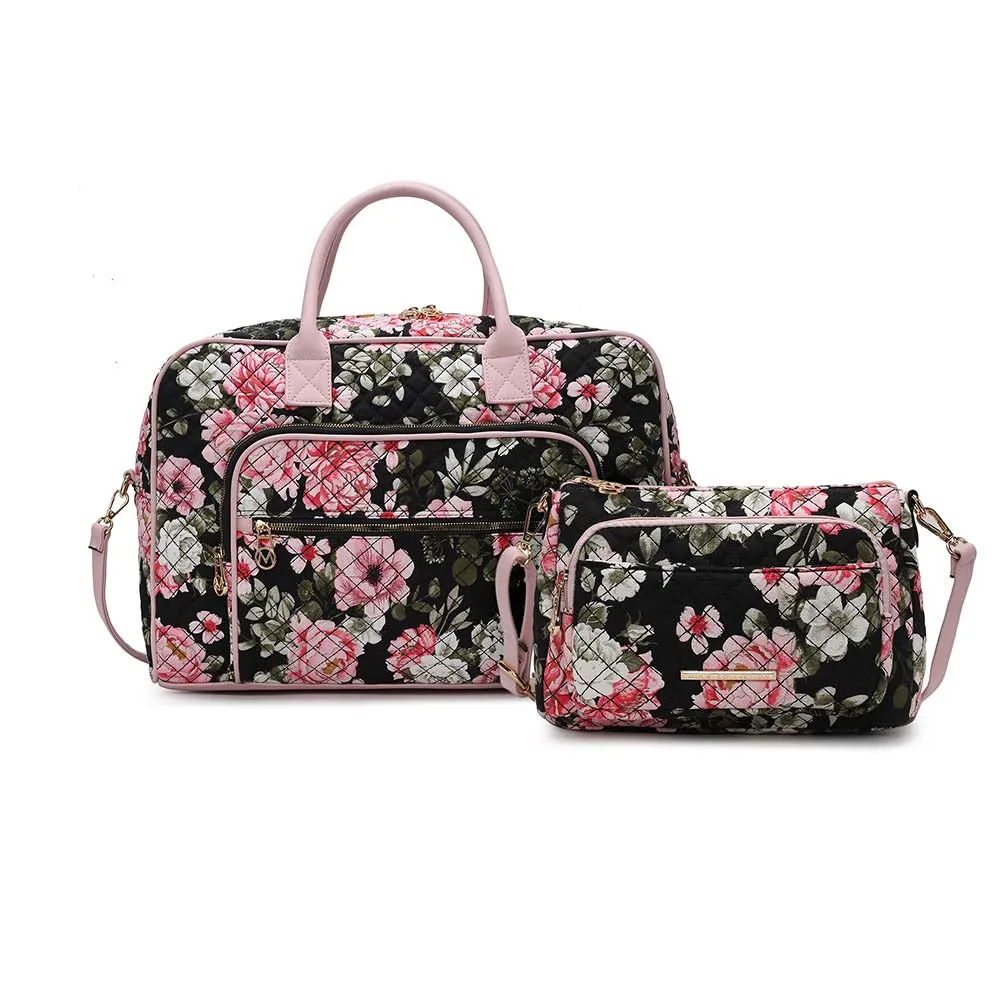 Zoe Quilted Cotton Women's Duffle and Crossbody Bag by Mia K