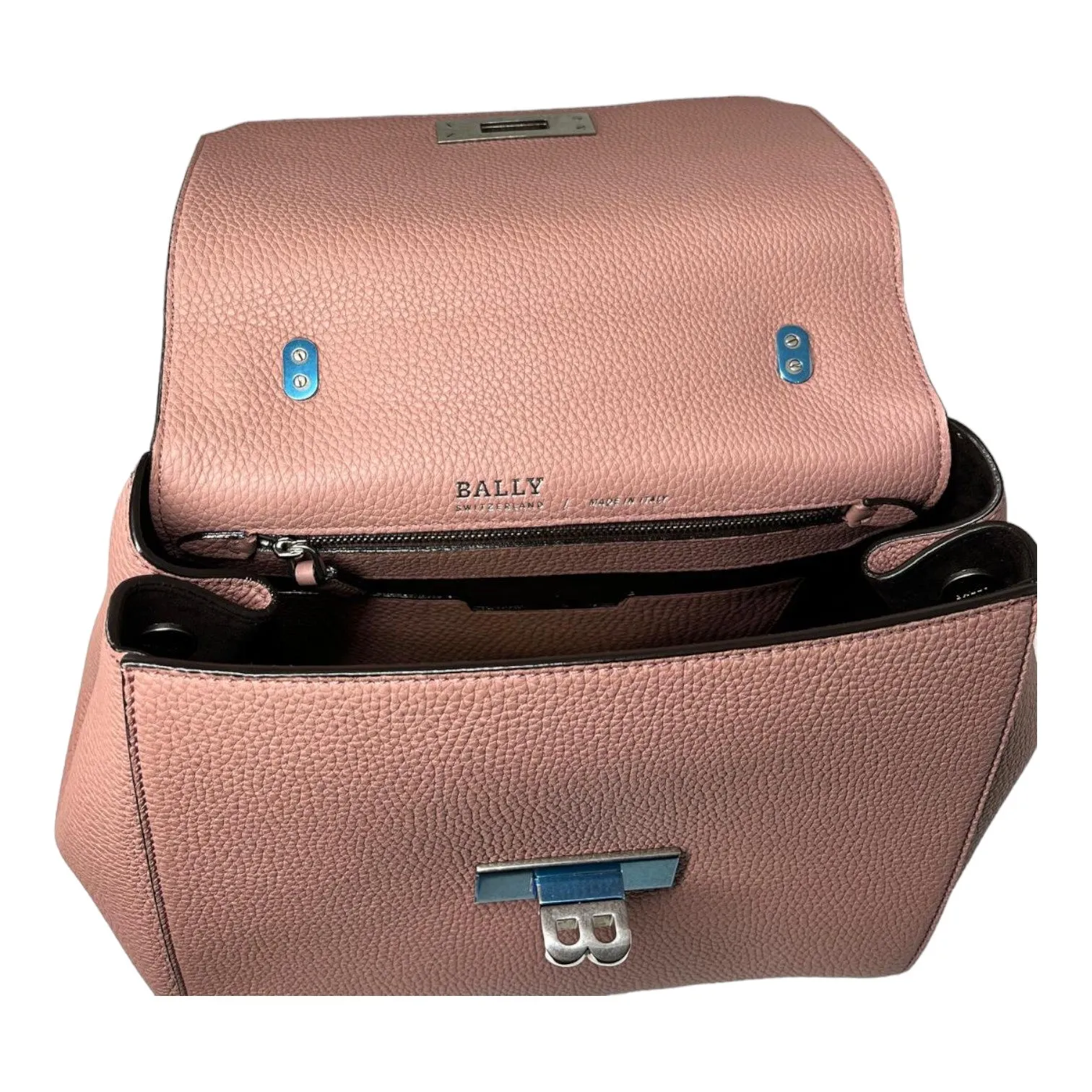 Bally 6203769 Rosehaze Calf Grained Turnlock Shoulder Bag