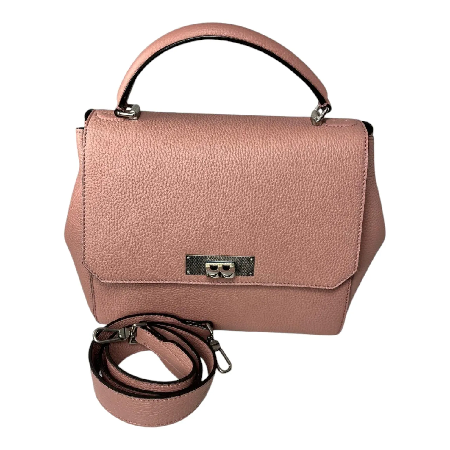 Bally 6203769 Rosehaze Calf Grained Turnlock Shoulder Bag