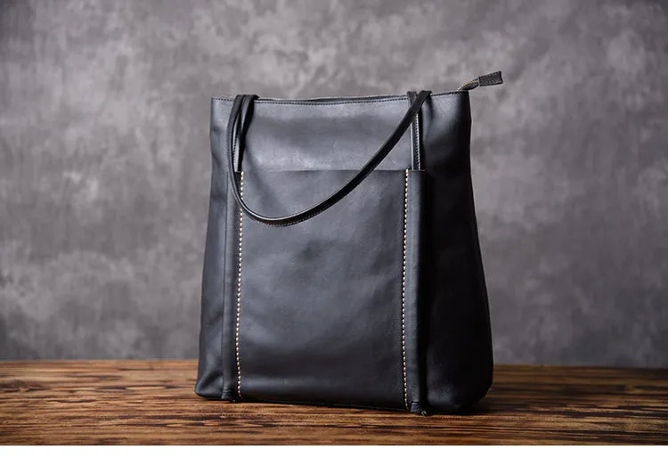 Black Women Leather Large Tote Bag Shopper Bag For Women