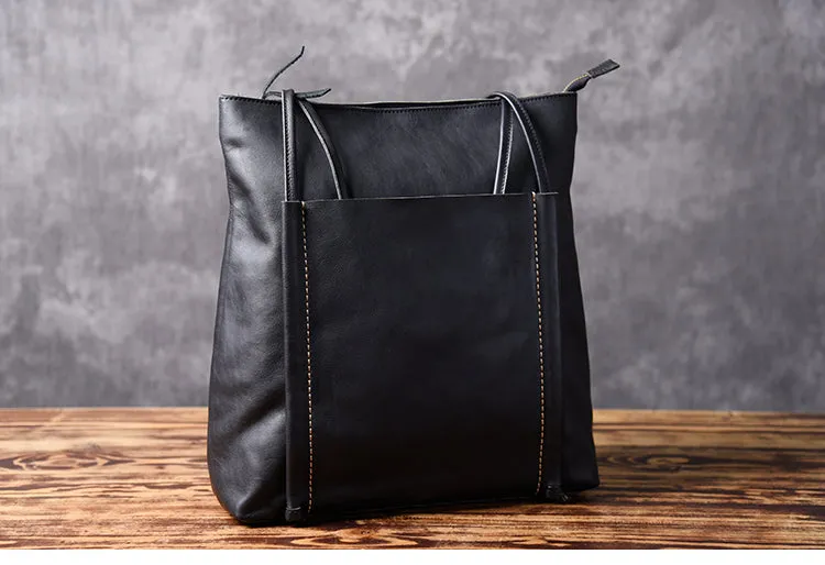 Black Women Leather Large Tote Bag Shopper Bag For Women