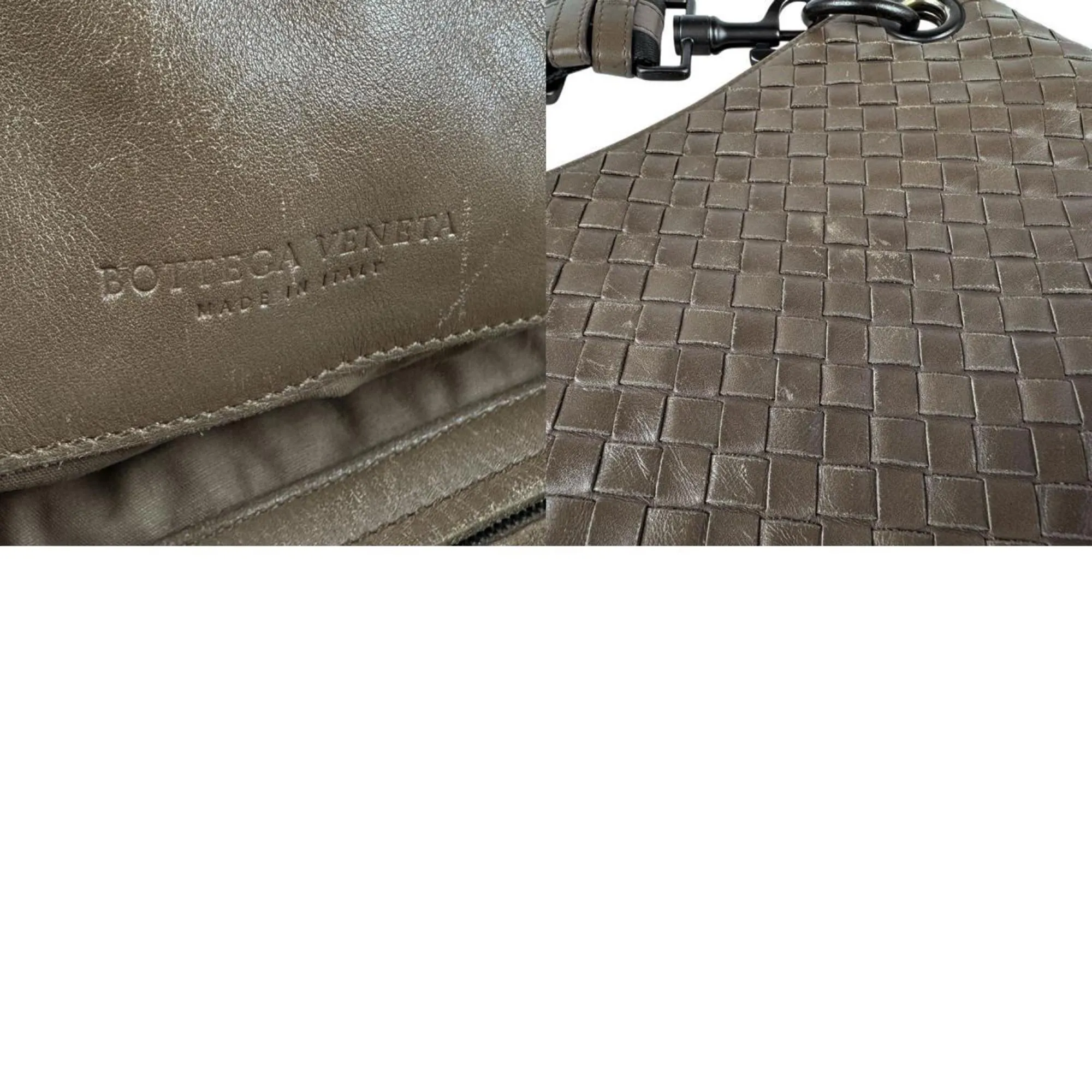 Bottega Veneta  Leather Canvas Shoulder Bag (Pre-Owned)