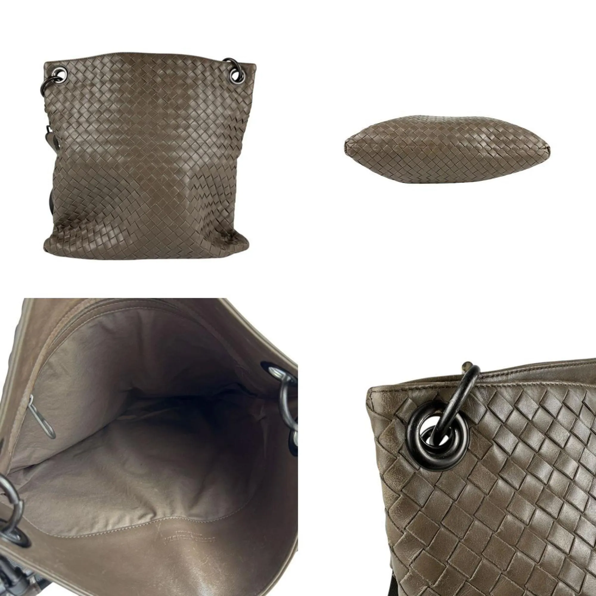 Bottega Veneta  Leather Canvas Shoulder Bag (Pre-Owned)