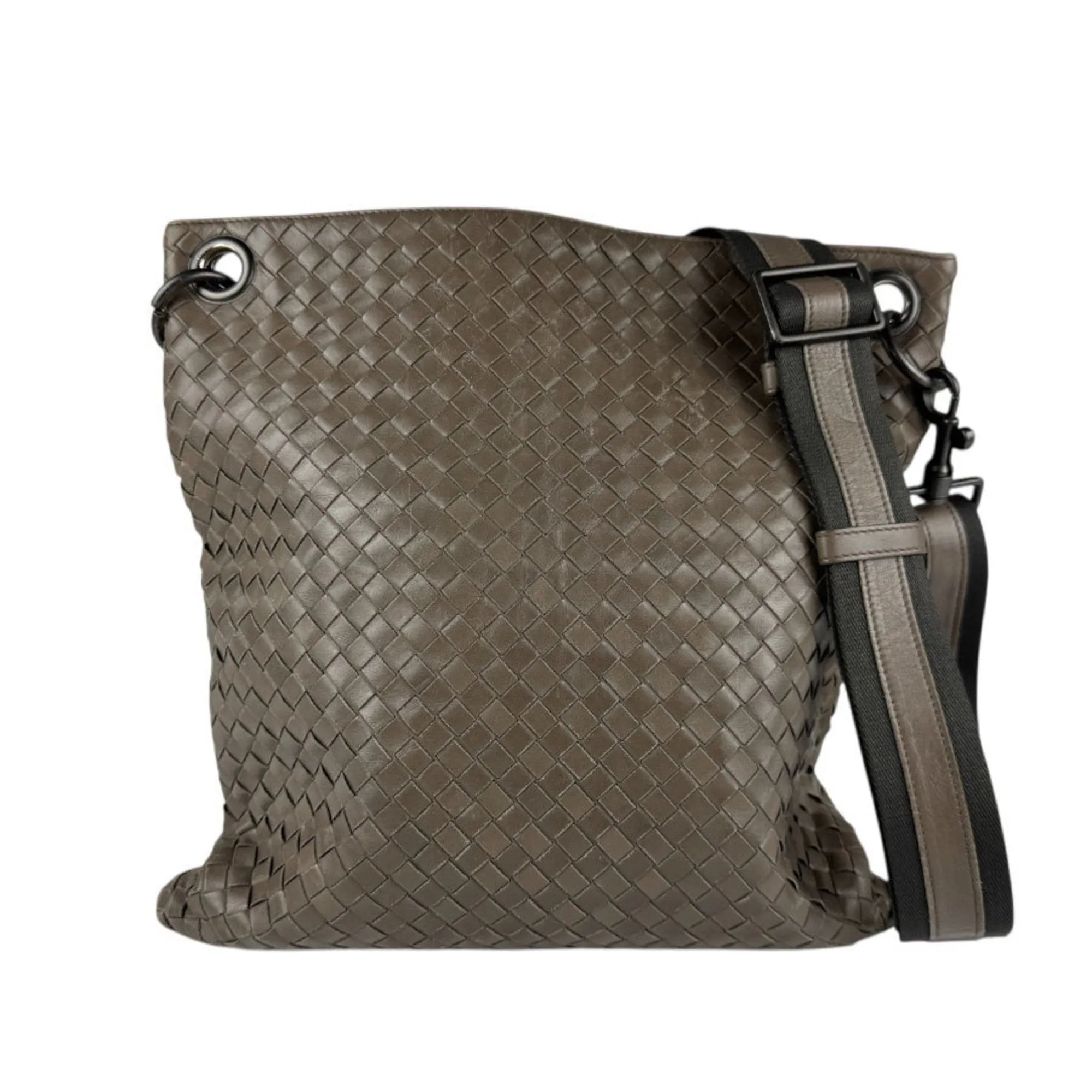 Bottega Veneta  Leather Canvas Shoulder Bag (Pre-Owned)