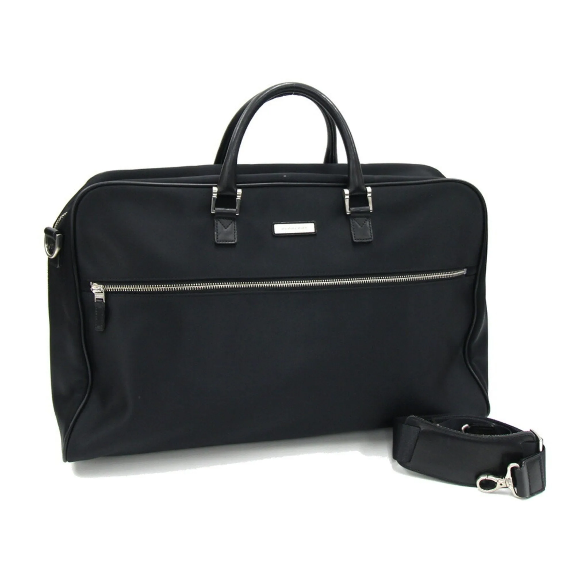 Burberry Nylon Leather Boston Bag Shoulder Bag (Pre-Owned)