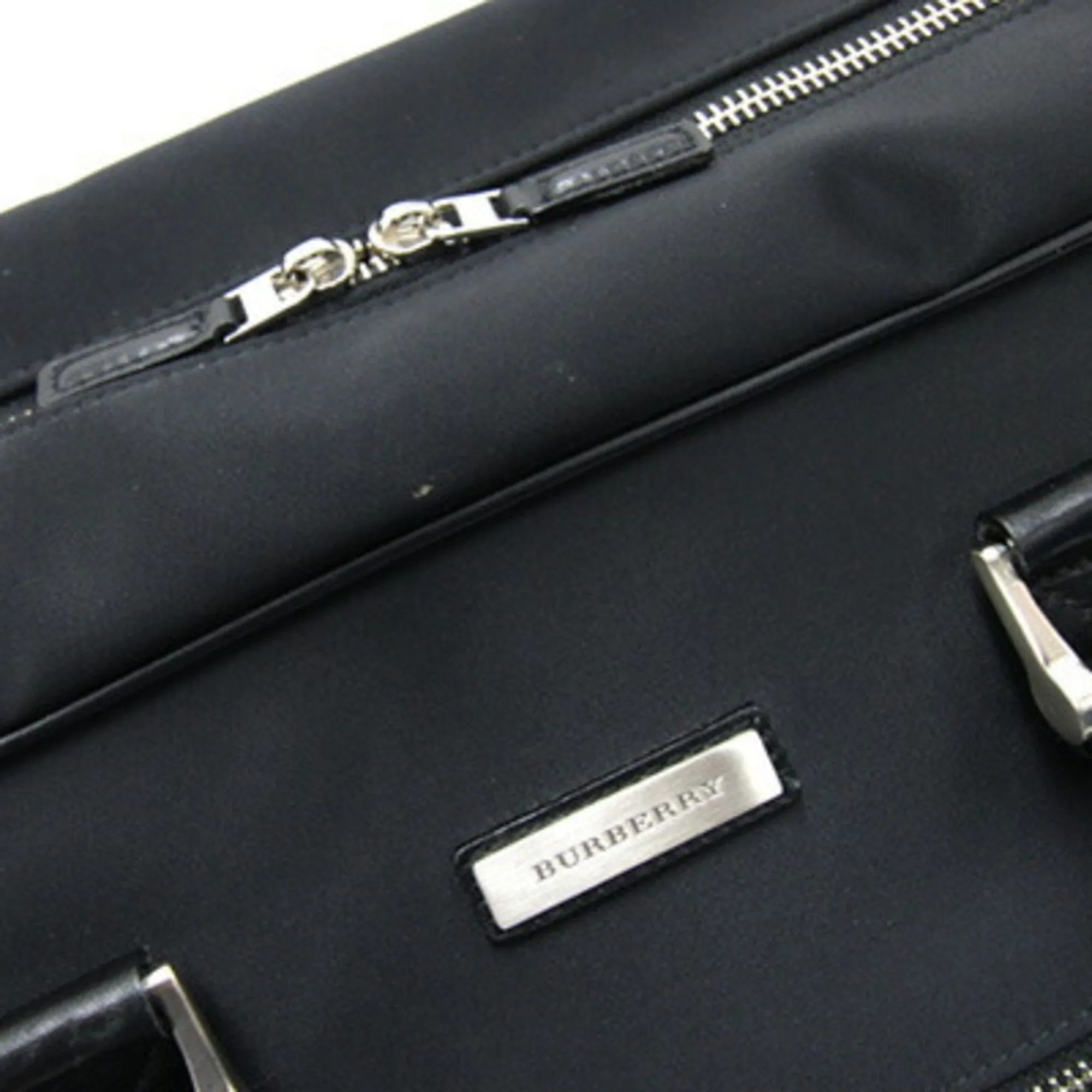 Burberry Nylon Leather Boston Bag Shoulder Bag (Pre-Owned)