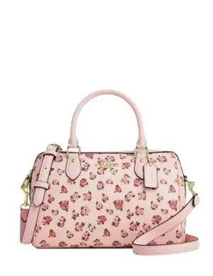 Coach Rowan Satchel Bag With Rose Print
