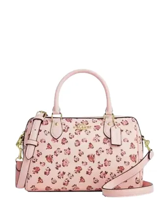 Coach Rowan Satchel Bag With Rose Print