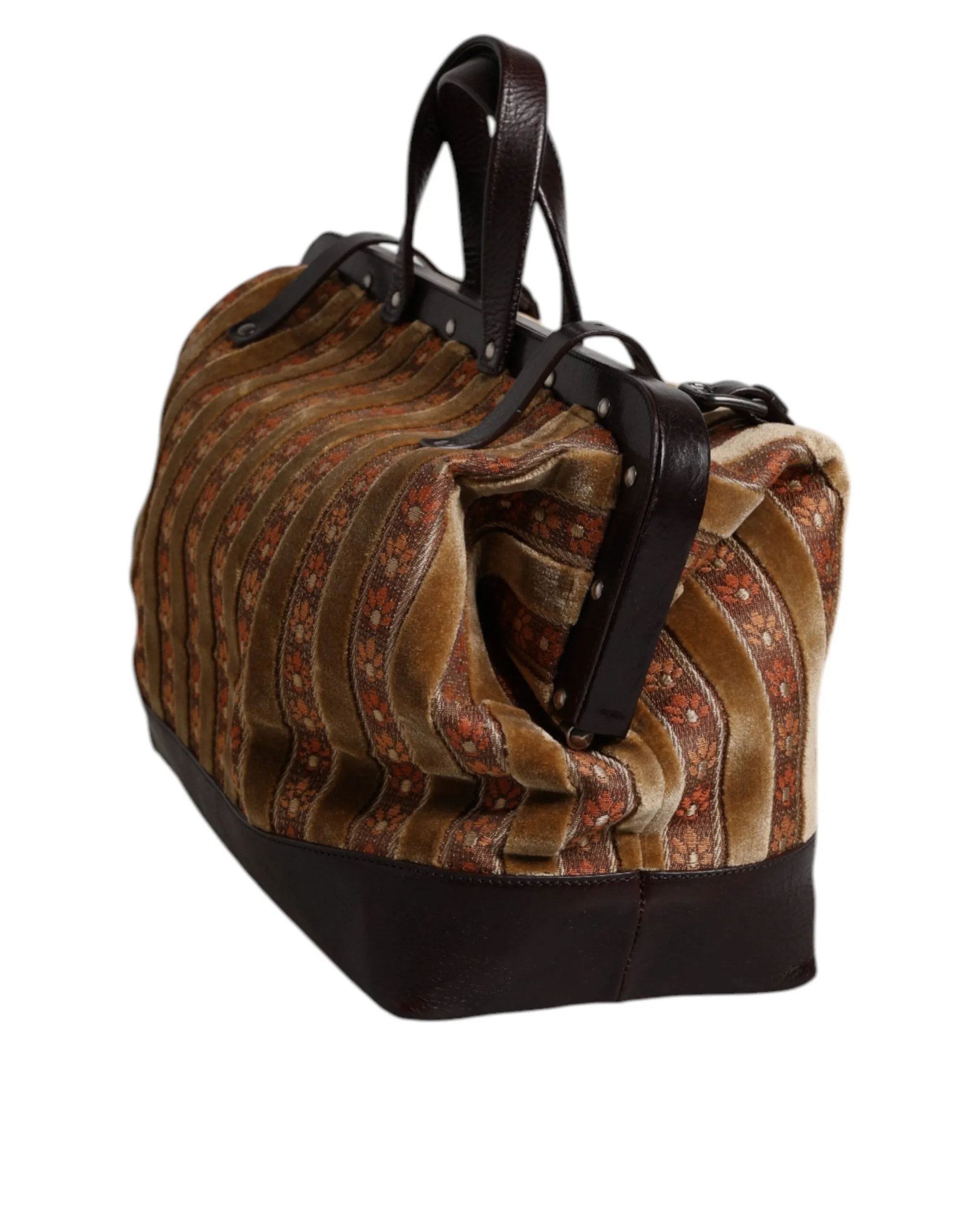 Dolce & Gabbana  Velvet Leather Jacquard Travel HandMen's Men's Bag (Pre-Owned)