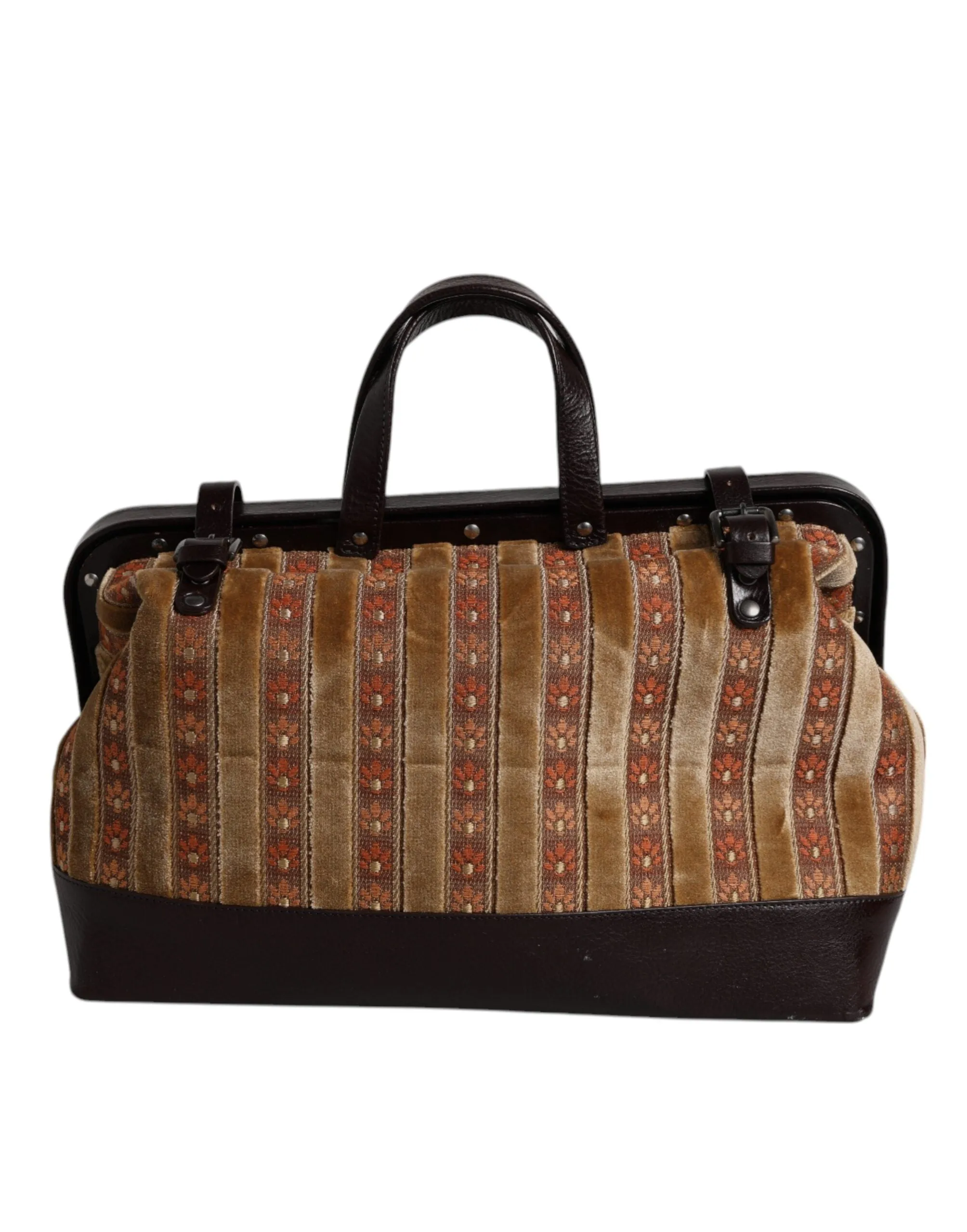Dolce & Gabbana  Velvet Leather Jacquard Travel HandMen's Men's Bag (Pre-Owned)