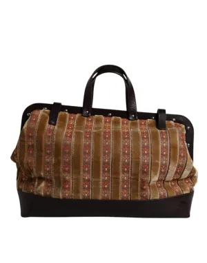 Dolce & Gabbana  Velvet Leather Jacquard Travel HandMen's Men's Bag (Pre-Owned)