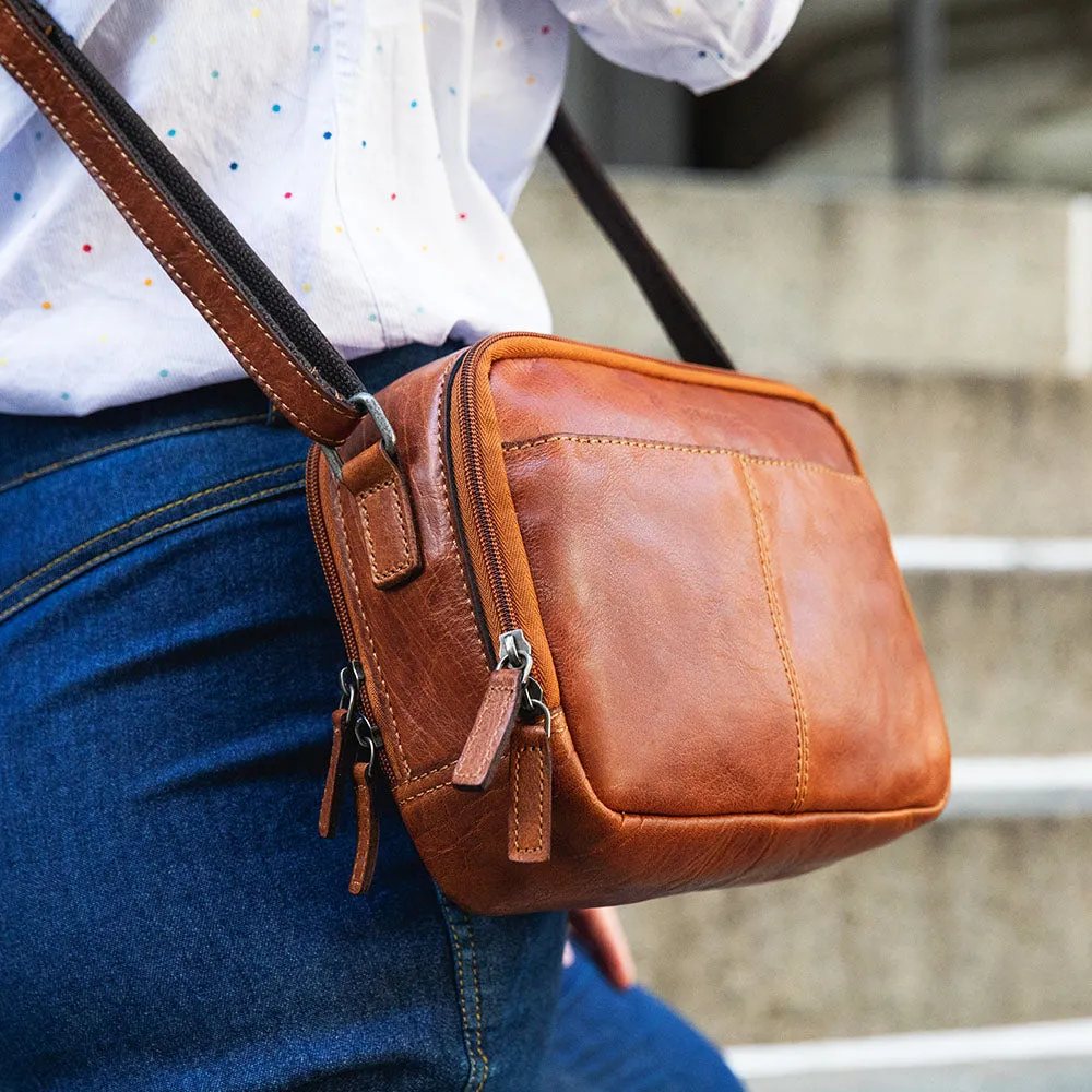 Double Zippered Crossbody Bag #7195