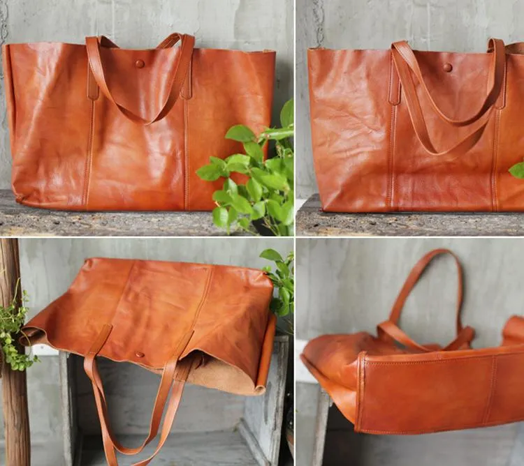 Fashion Coffee Leather Womens Large Tote Shopper Bag Soft Leather Tote Shoulder Bag