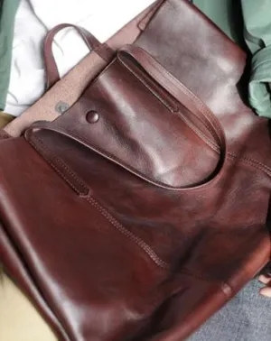 Fashion Coffee Leather Womens Large Tote Shopper Bag Soft Leather Tote Shoulder Bag