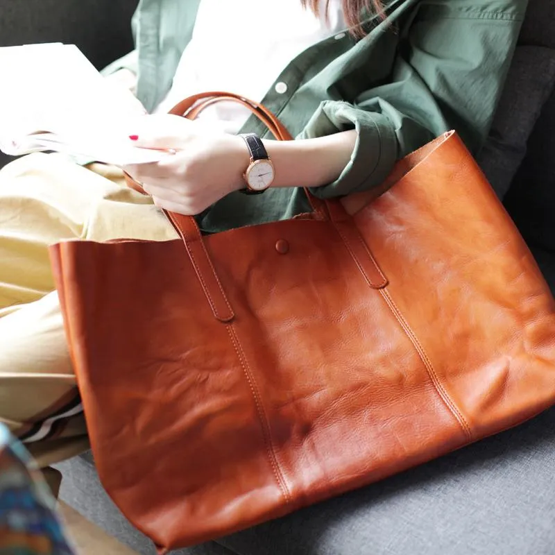 Fashion Coffee Leather Womens Large Tote Shopper Bag Soft Leather Tote Shoulder Bag