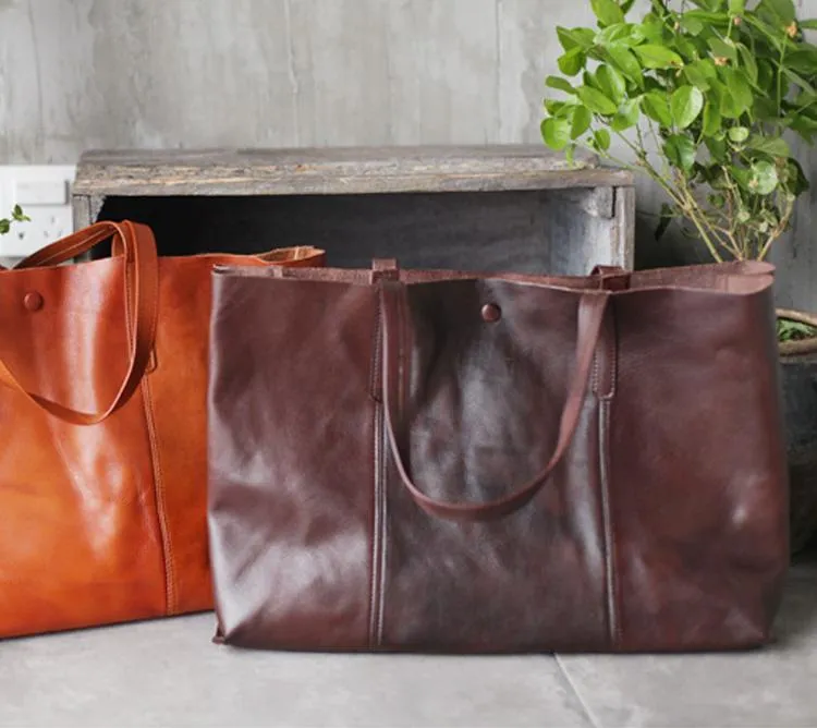 Fashion Coffee Leather Womens Large Tote Shopper Bag Soft Leather Tote Shoulder Bag