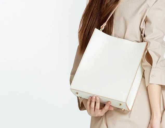 Fashion White Leather Women Tote Bag Tote White Shoulder Bag For Women