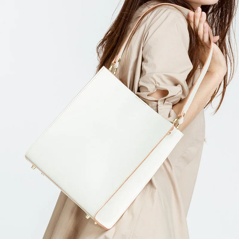 Fashion White Leather Women Tote Bag Tote White Shoulder Bag For Women
