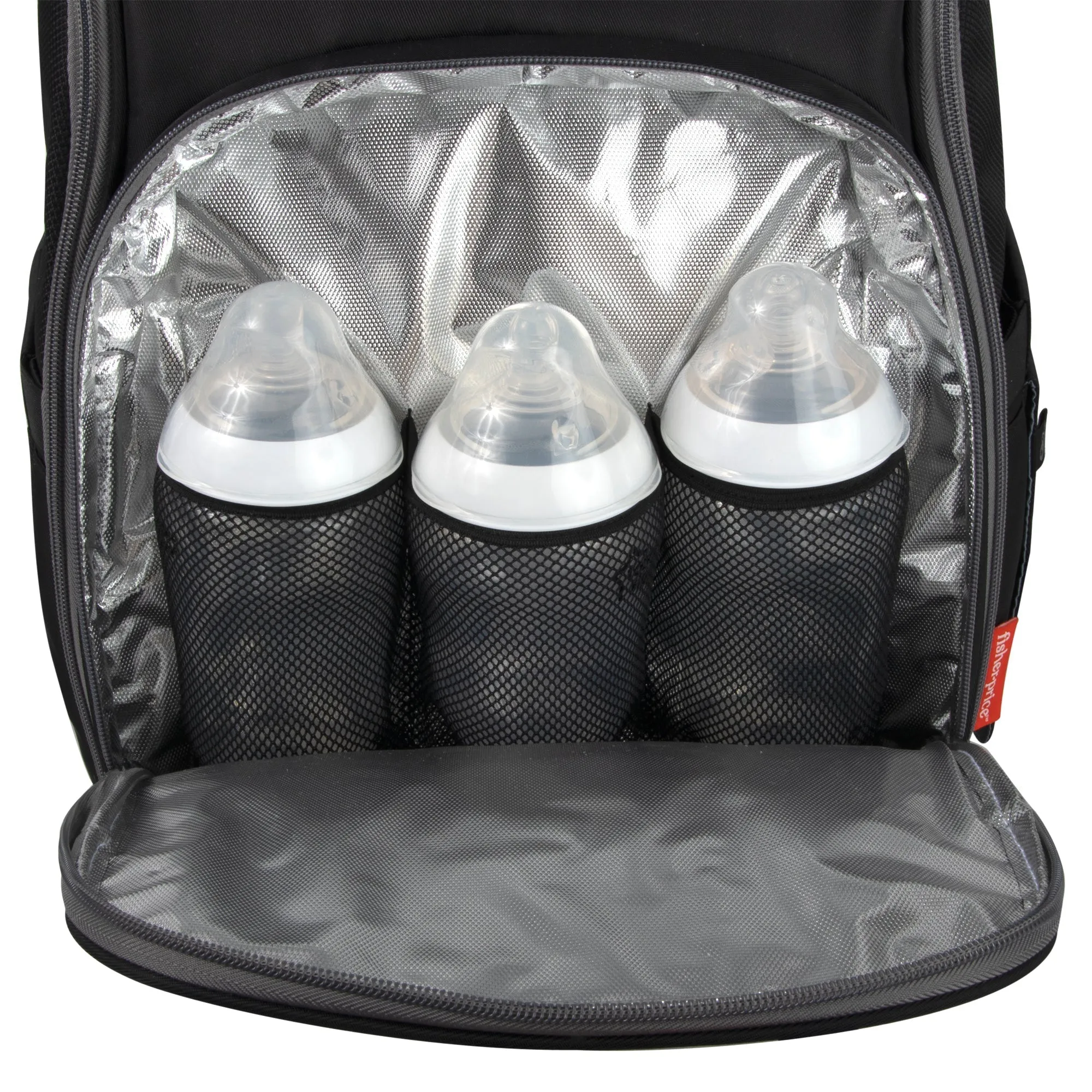 Fisher-Price Fastfinder Multi-Pocket Diaper Bag Backpack - Gray Interior   Changing Pad