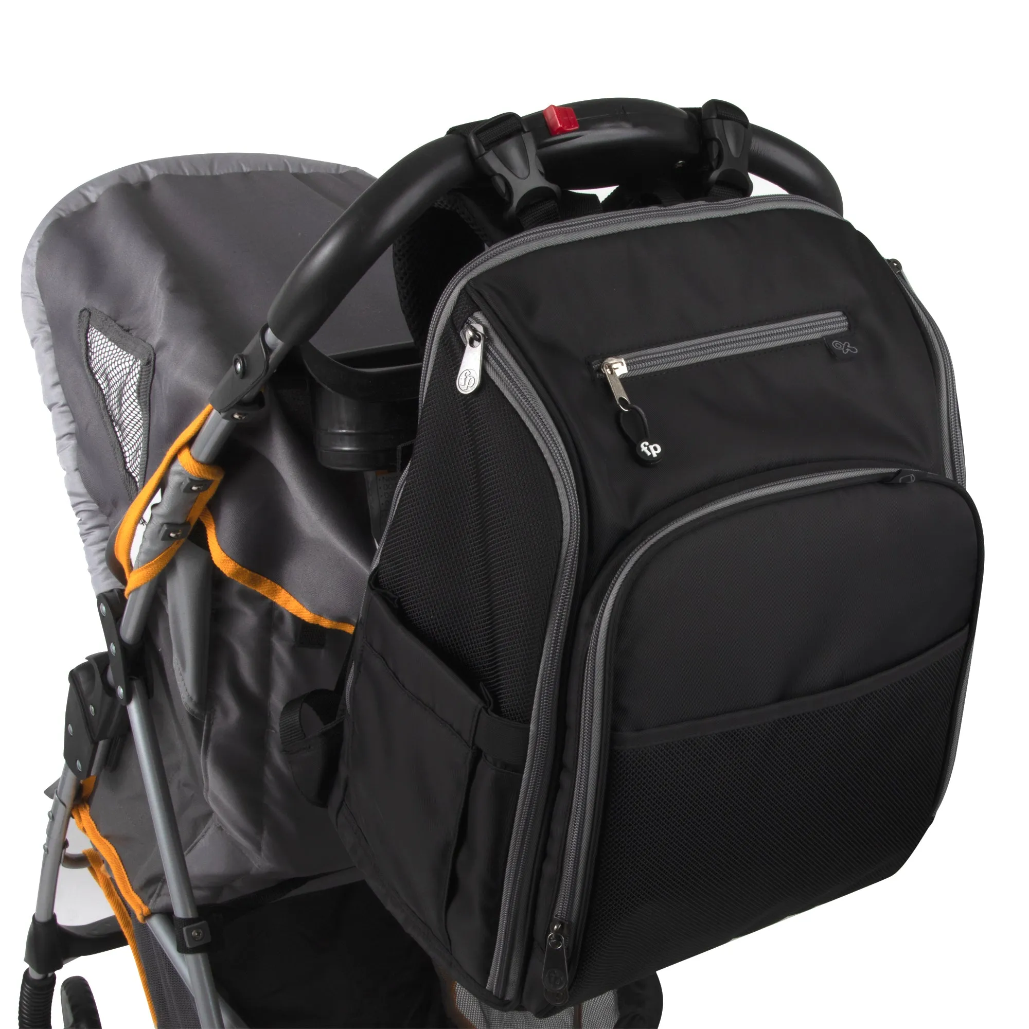 Fisher-Price Fastfinder Multi-Pocket Diaper Bag Backpack - Gray Interior   Changing Pad