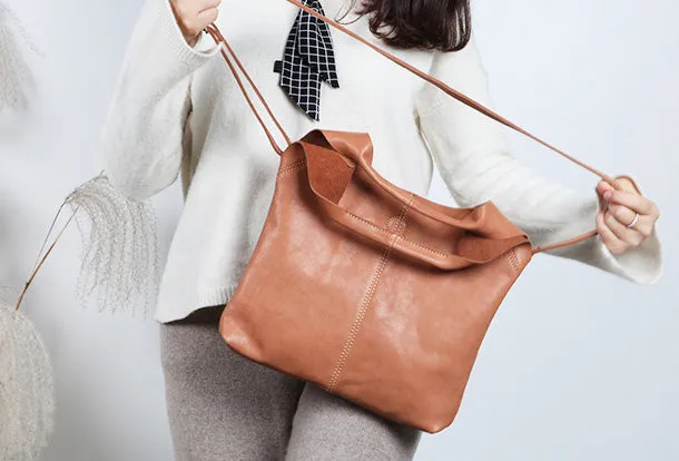Handmade Genuine Leather Handbag Tote Bag Shopper Bag Shoulder Bag Purse For Women