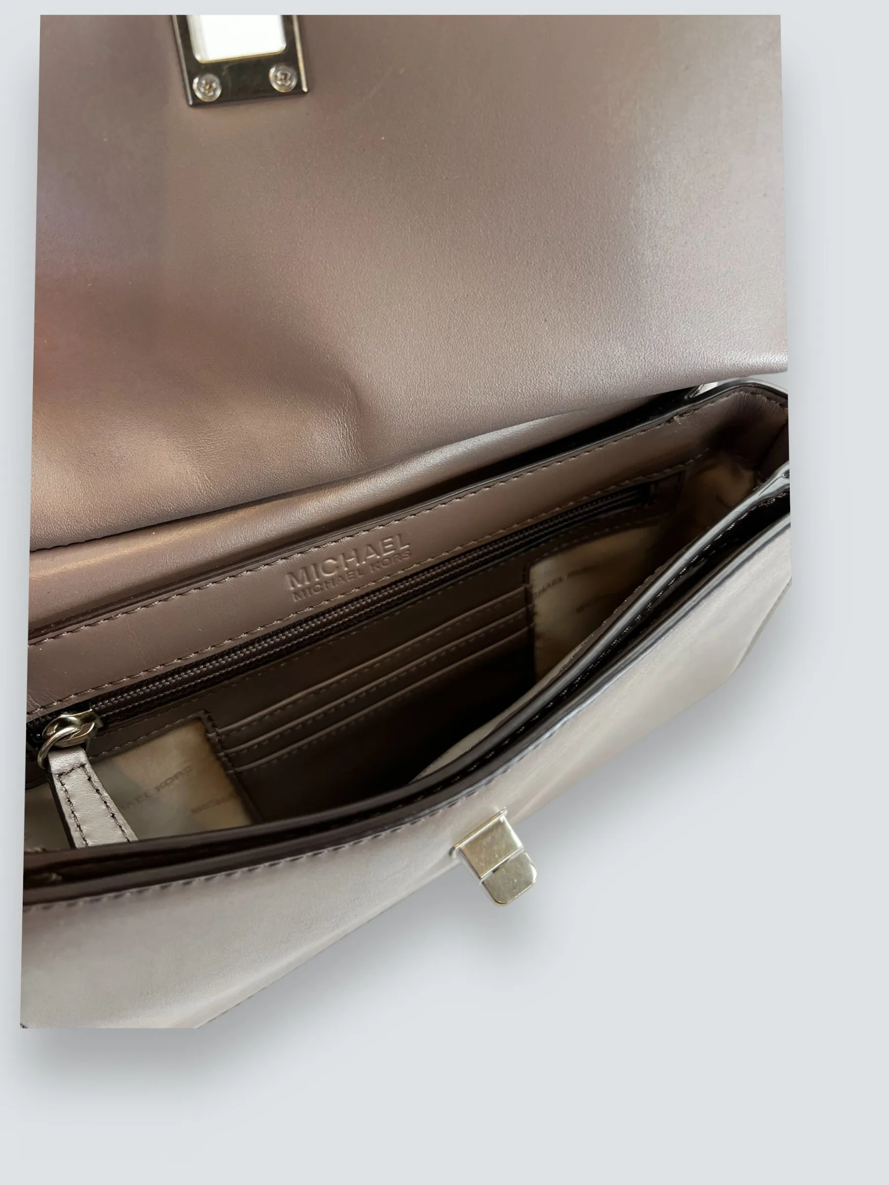 Michael Kors Grey Leather Shoulder Bag