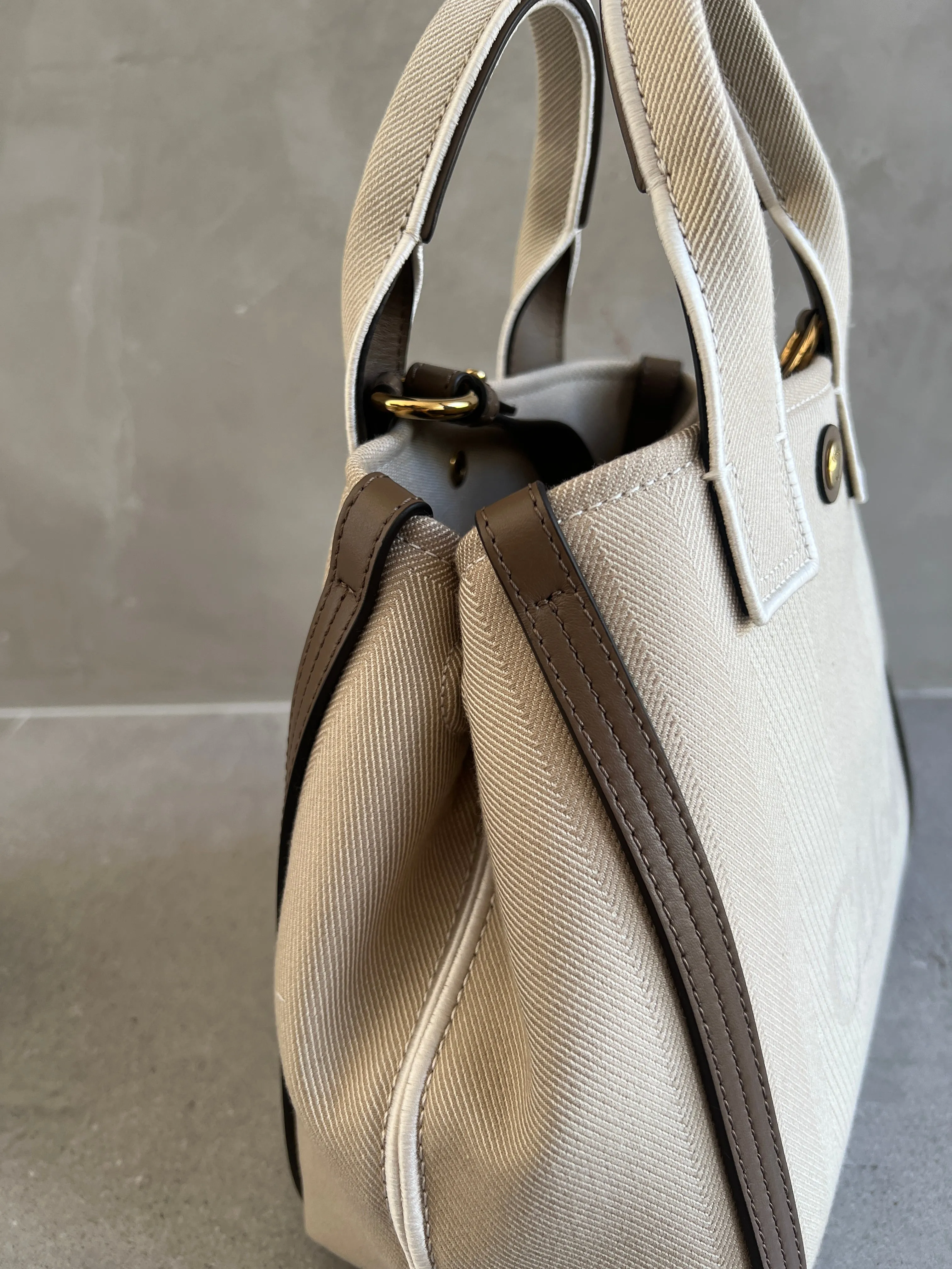 Small Canvas Carry Tote, Vegetal Beige