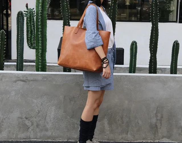 Stylish LEATHER Large Brown WOMEN Tote Bags Tote Shoulder Purse FOR WOMEN