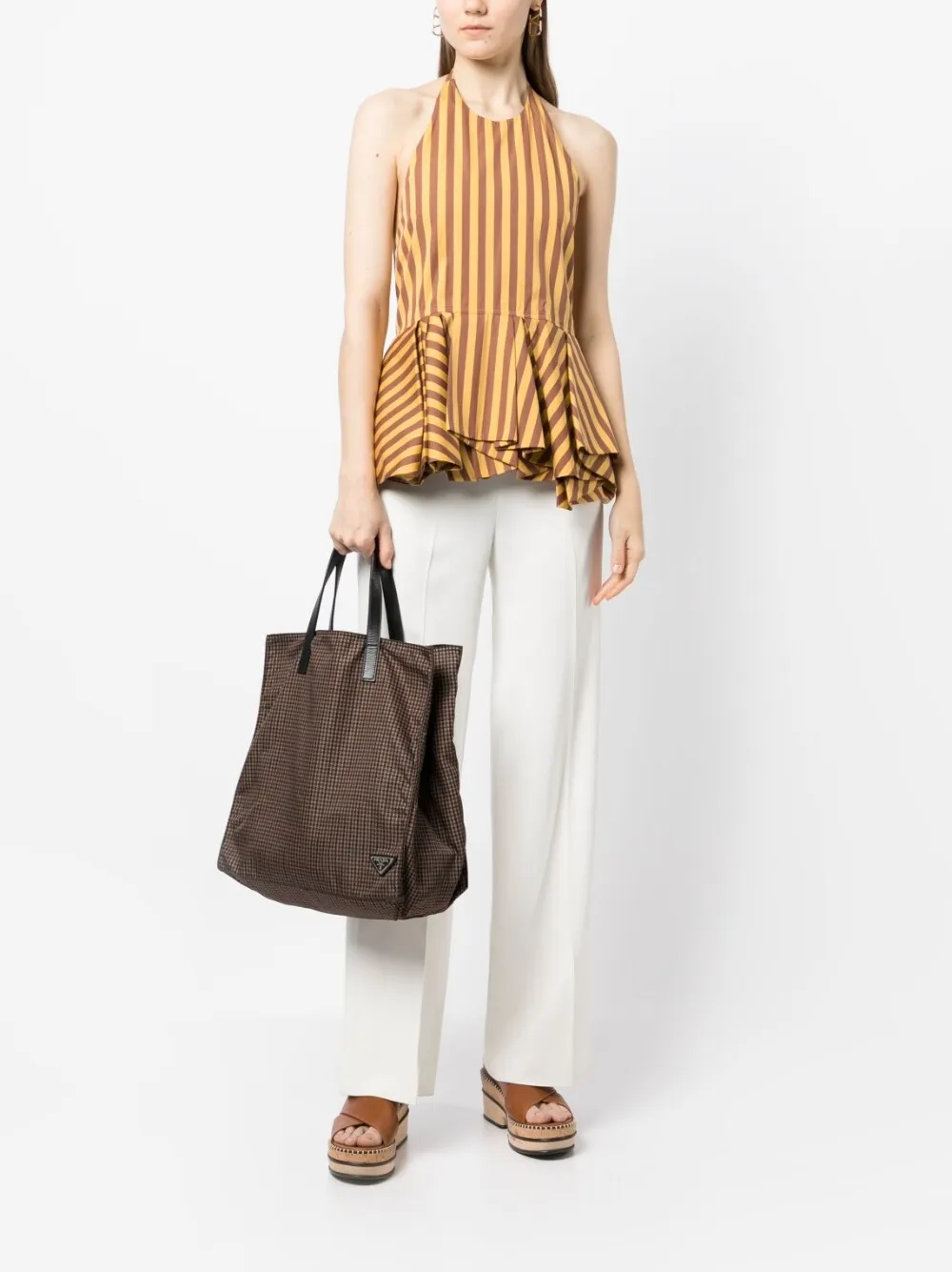 Tessuto Stampato Houndstooth Tote Bag